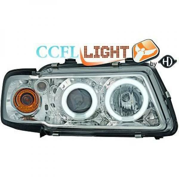 LHD Right Left OS NS CCFL Projector Headlights Pair Clear Chrome Audi A3 96-03