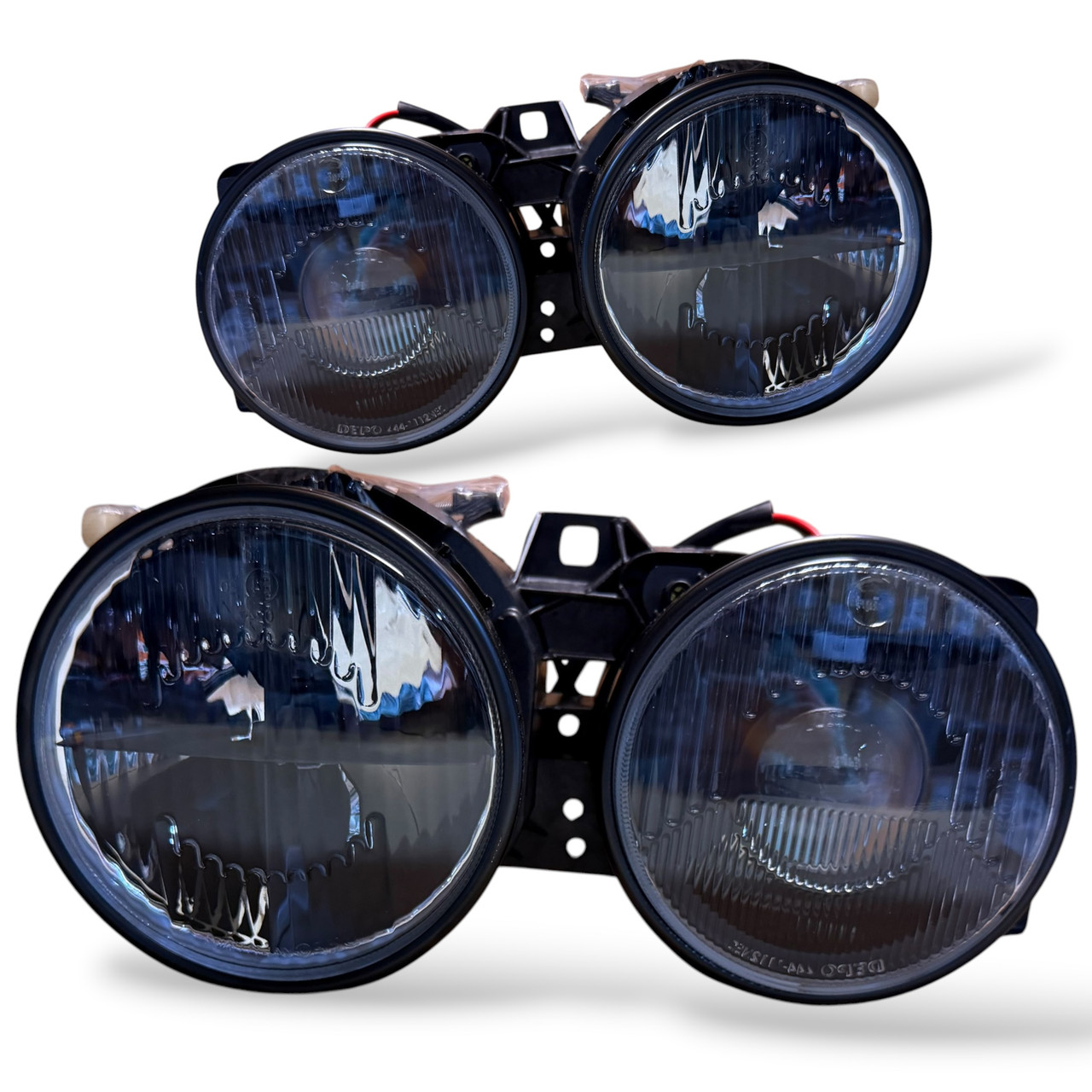 LHD Right Left Headlight Headlamp Pair Angel Eyes Black BMW 3 Series E30 82-94