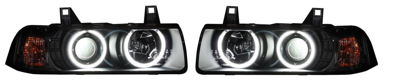 Projector Headlights LHD Angel Eyes Ccfl Black For BMW E36 Coupe Cabrio 90-99