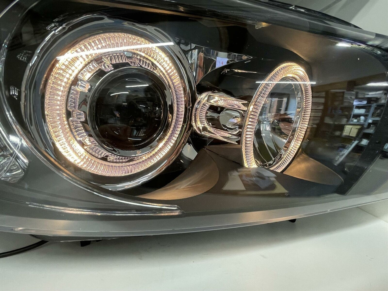 RHD LHD Projector Headlights Pair Angel Eyes Clear Black BMW E90 91 05-08