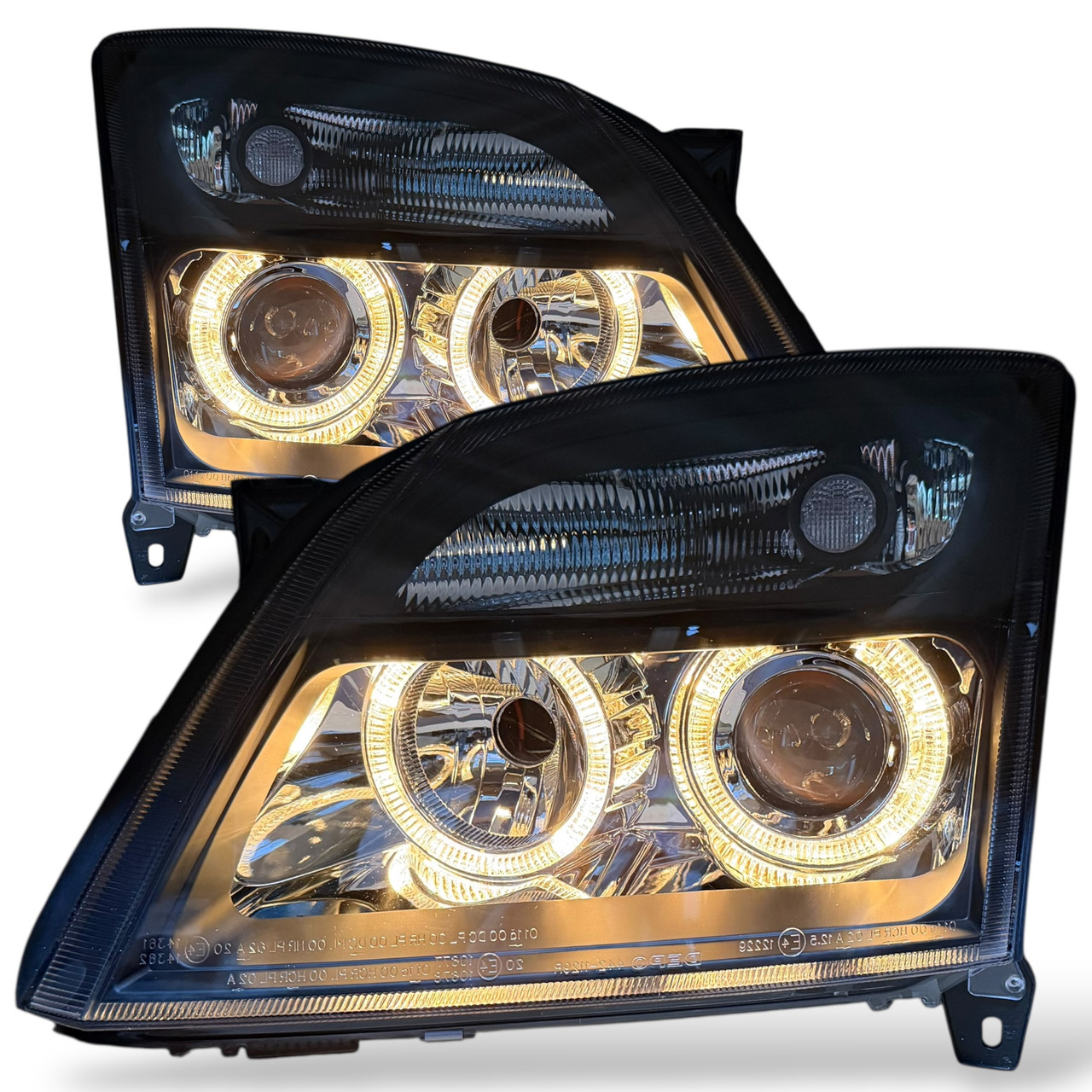 RHD LHD Angel Eye Projector Headlights Black Vectra C 2002-2005 Pair