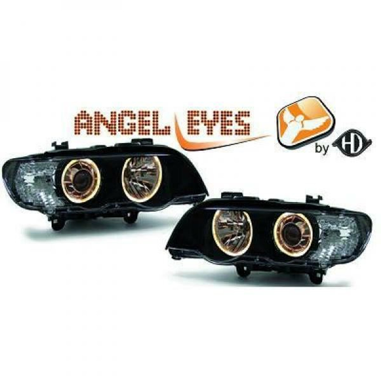 RHD LHD Projector Headlights Pair Angel Eyes Clear Black H7 H7 BMW X5 E53 99-03