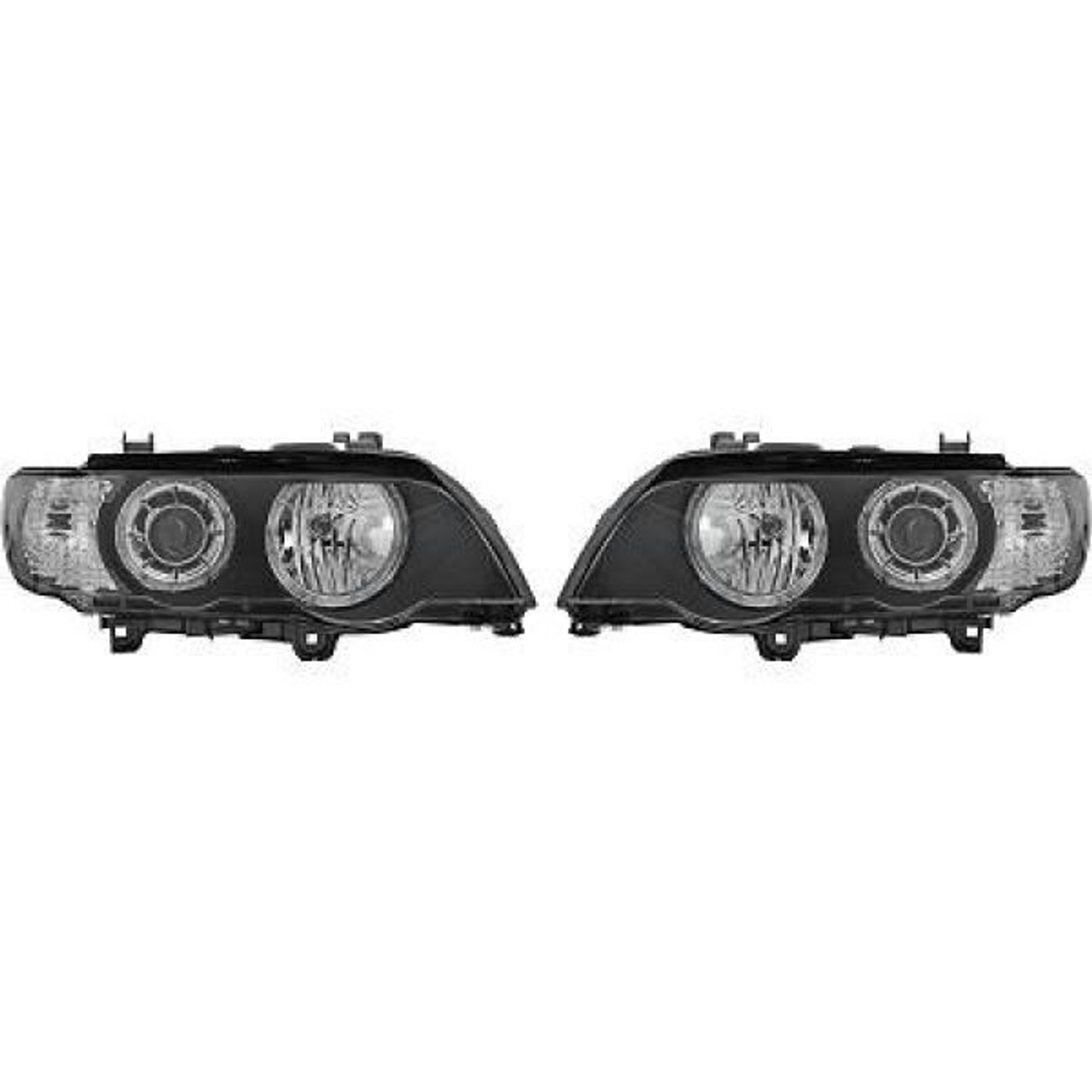 RHD LHD Projector Headlights Pair Angel Eyes Clear Black H7 H7 BMW X5 E53 99-03