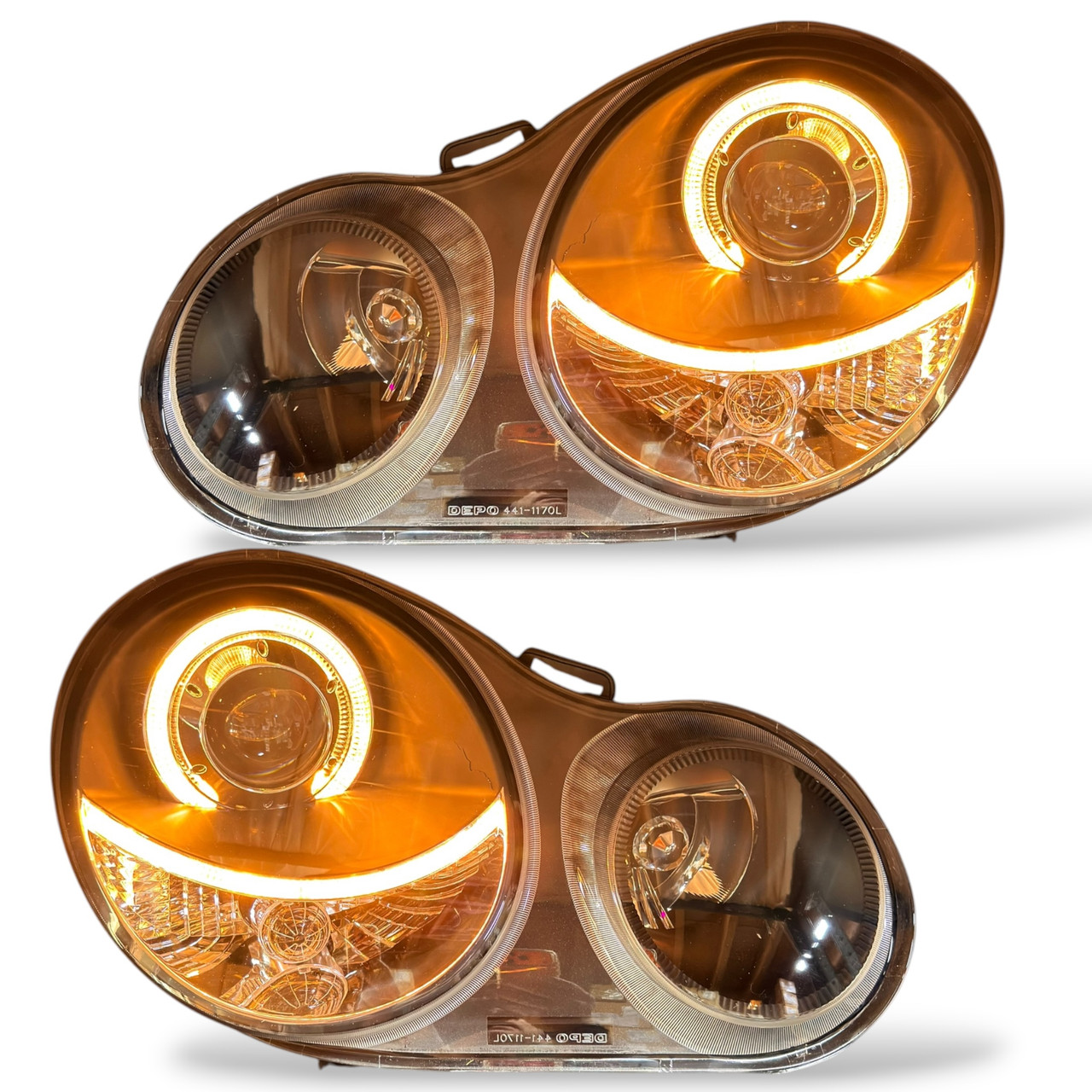 RHD LHD Projector Headlights Pair Angel Eyes Clear Black H7 H7 VW Polo 01-05