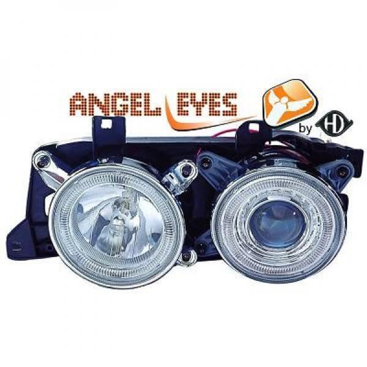 RHD LHD Projector Headlights Pair Angel Eyes Clear Chrome H1 H1 BMW E34 88-95