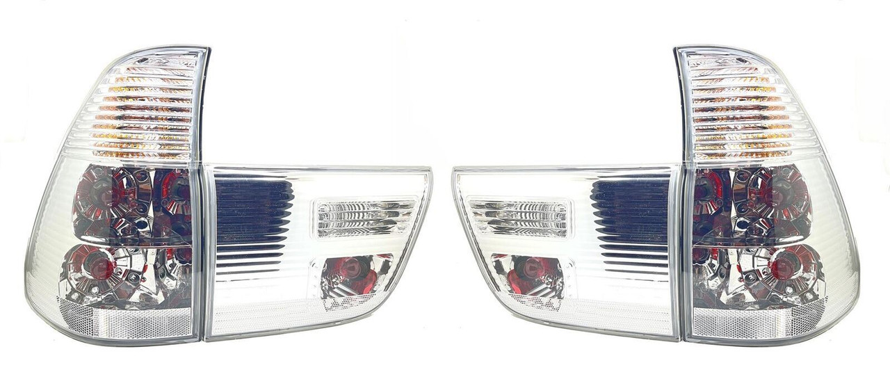 Back Rear Tail Lights For BMW E53 X5 00-06 Clear Crystal-Look Pair - No