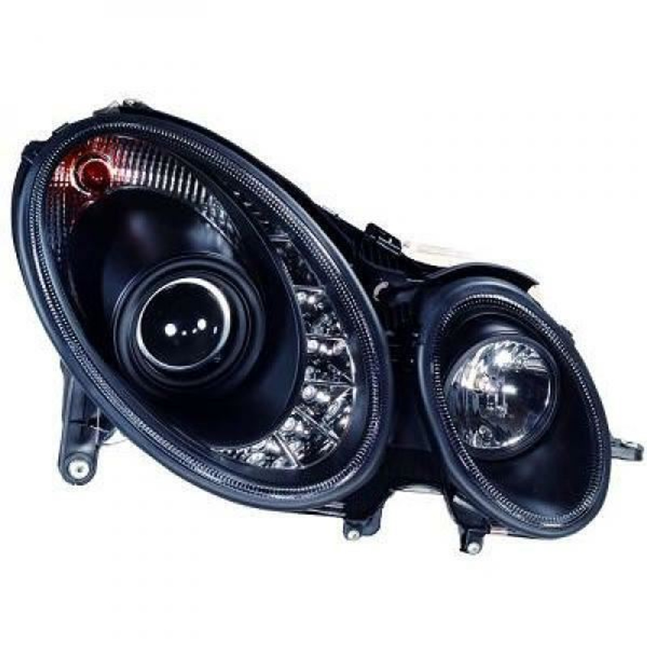 LHD Projector Headlights Pair LED Dragon DRL Lights Clear Black D2S H7 Mercedes W211