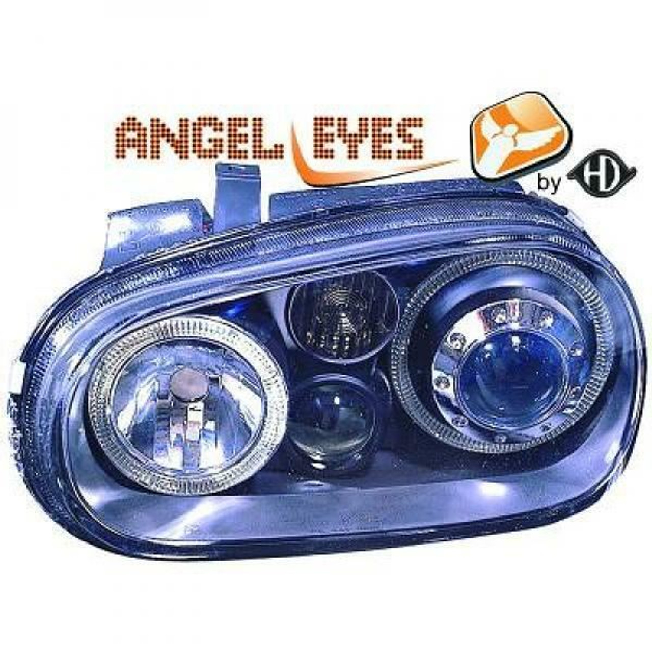 RHD LHD Projector Headlights Pair Angel Eyes Black H7 H7 H3 VW Golf IV 97-03