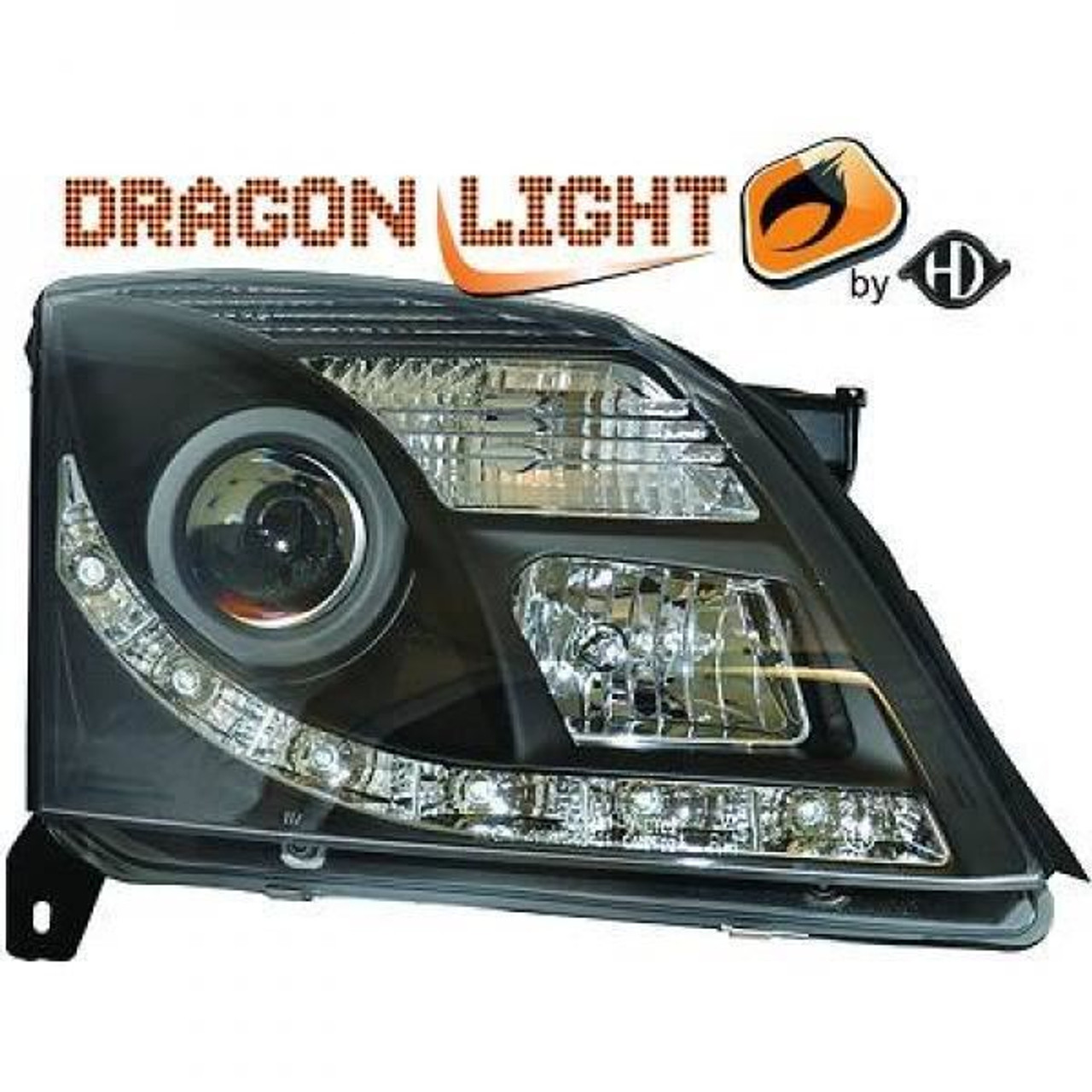 LHD Projector Headlights Pair LED Dragon DRL Lights Clear Black Vauxhall Vectra C 02-05