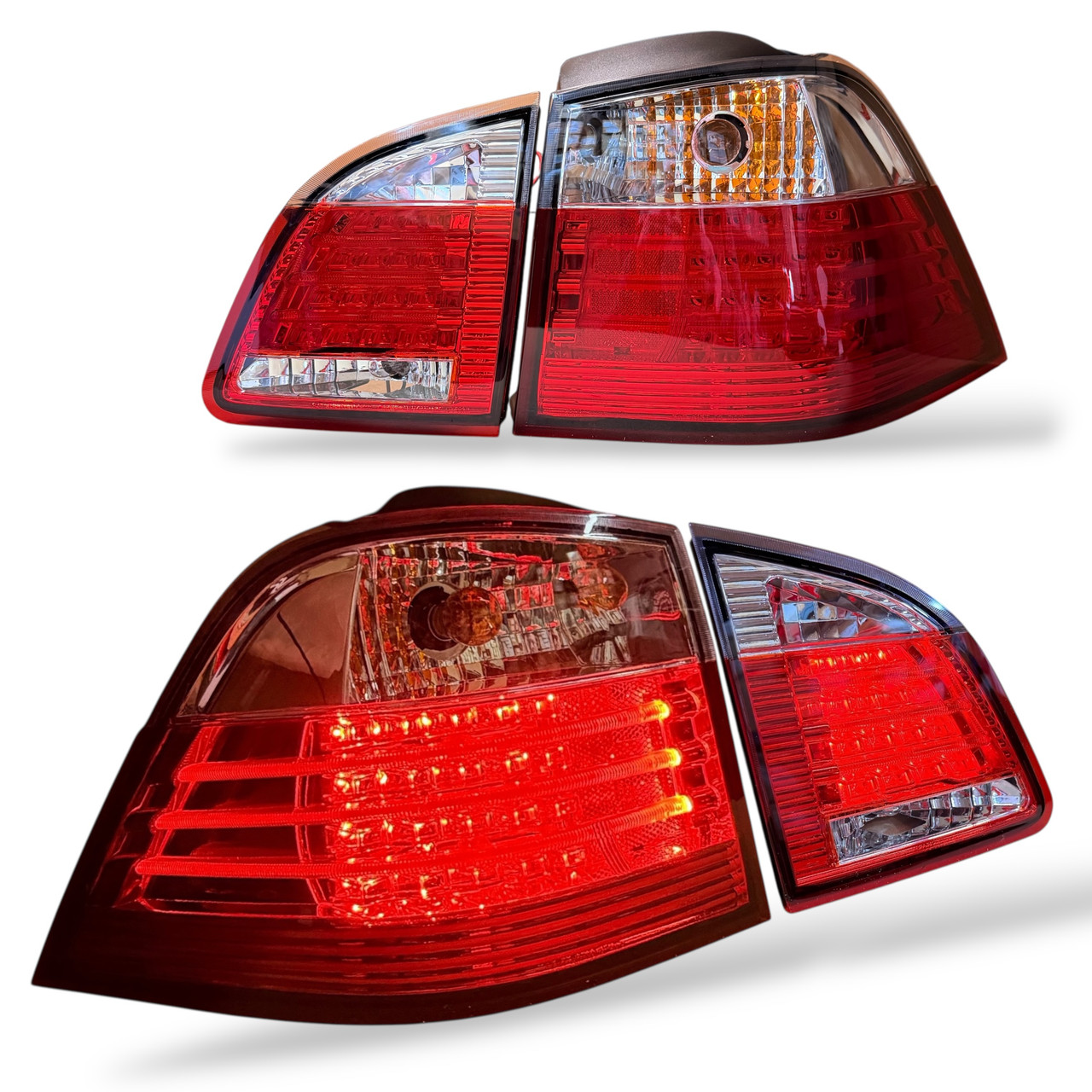 Back Rear Tail Lights Lamps For BMW E61 Touring 04-07 With LED In Red-Clear