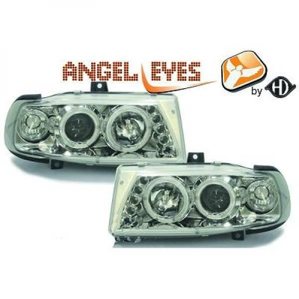 LHD Projector Headlights Pair Angel Eyes Clear Chrome Seat Ibiza Cordoba 96-99
