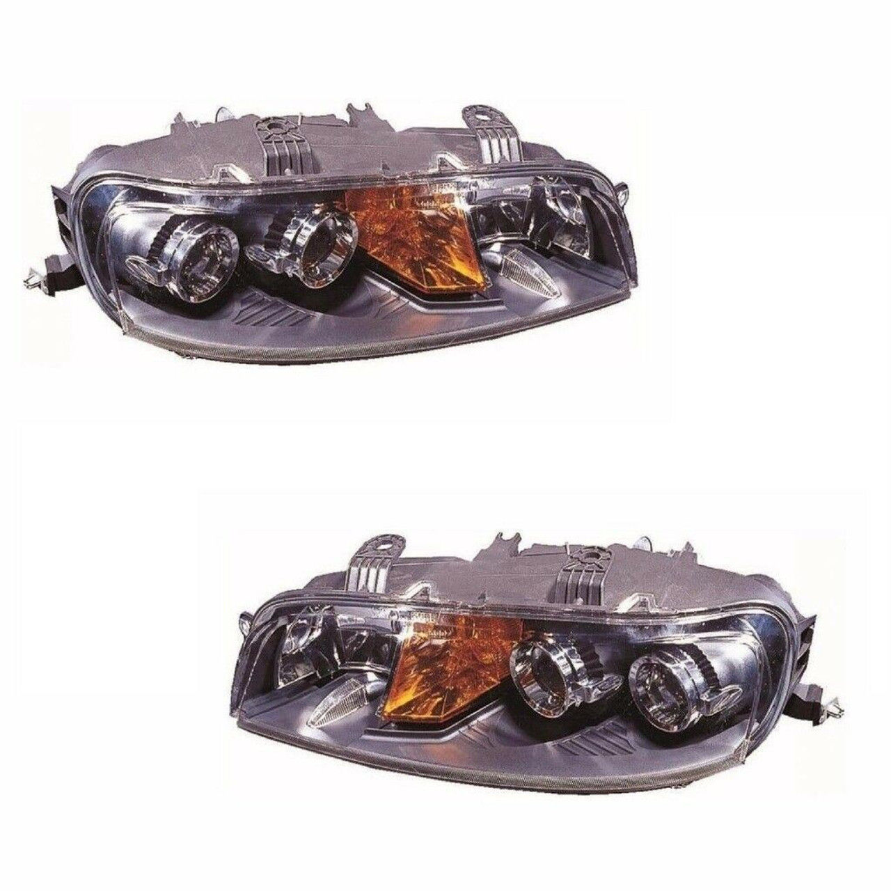 For Fiat Punto Mk2 8/2001-8/2003 Headlights Headlamps Black 1 Pair O/S &amp; N/S