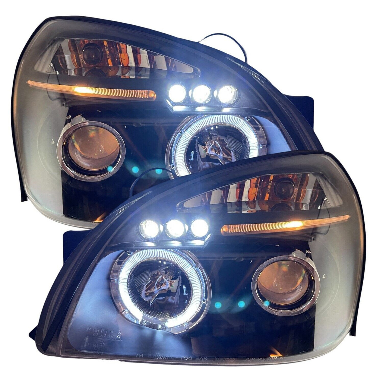 LHD Projector Headlights Pair Angel Eyes Clear Black H1 H1 Hyundai Tucson 04-10