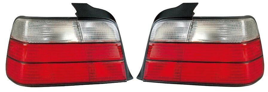 Back Rear Tail Lights Lamps Indicators Set In Red clear Pair For BMW E36 Saloon 1990-1998