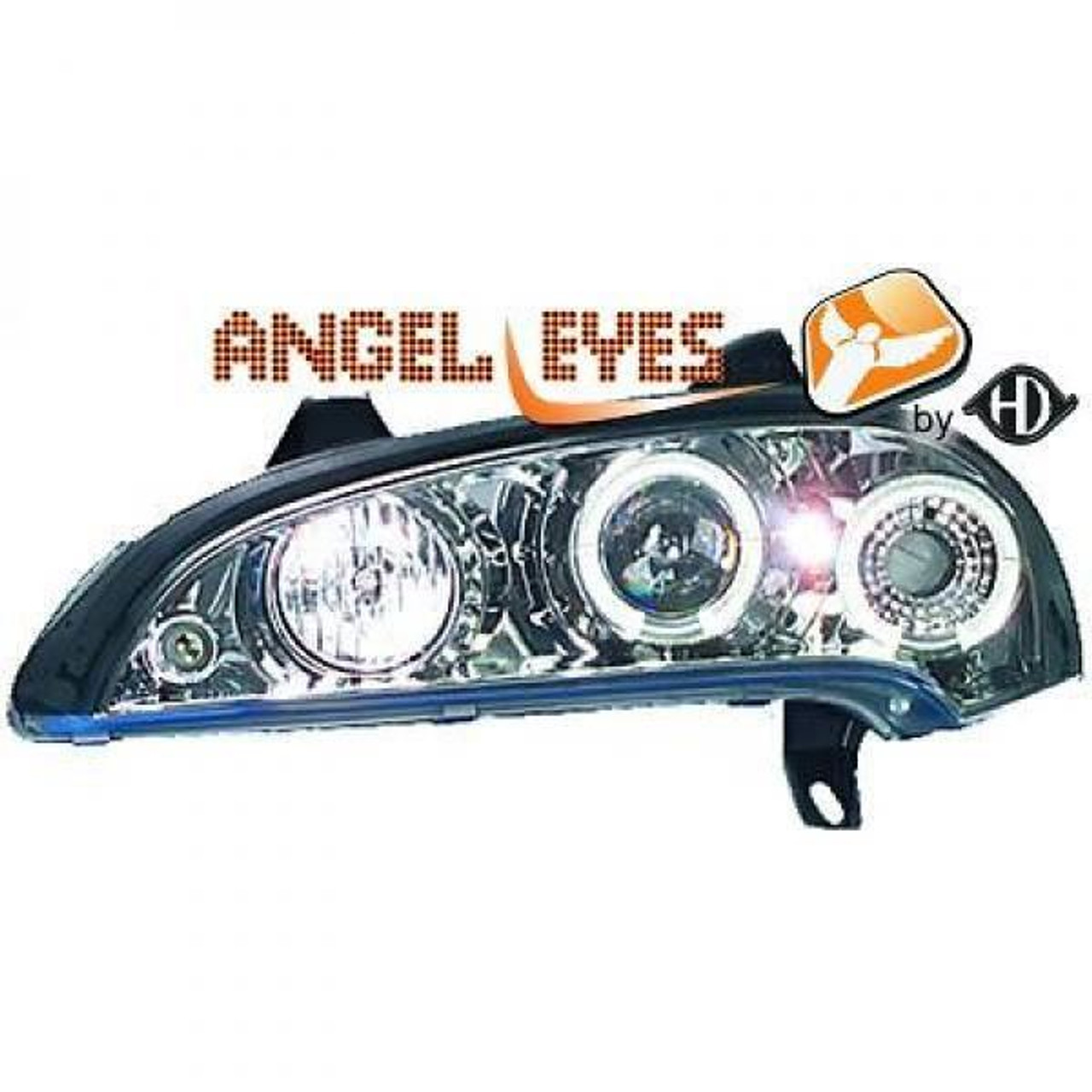 LHD Projector Headlights Pair Angel Eyes Clear Chrome H1 H1 Vauxhall Tigra 94-00