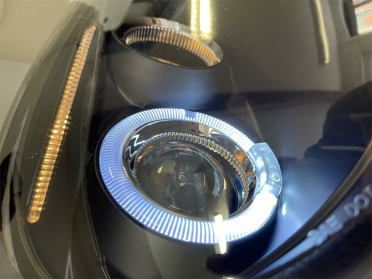 LHD Projector Headlights Pair Angel Eyes Clear Black H1 H1 VW New Beetle 98-05