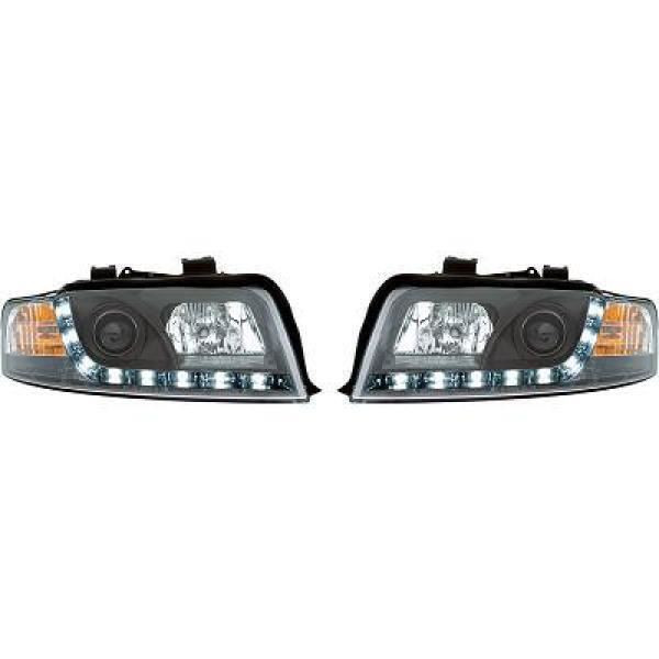 LHD Projector Headlights Pair LED Dragon DRL Lights Clear Black H1 H1 Audi A4 8E 00-04