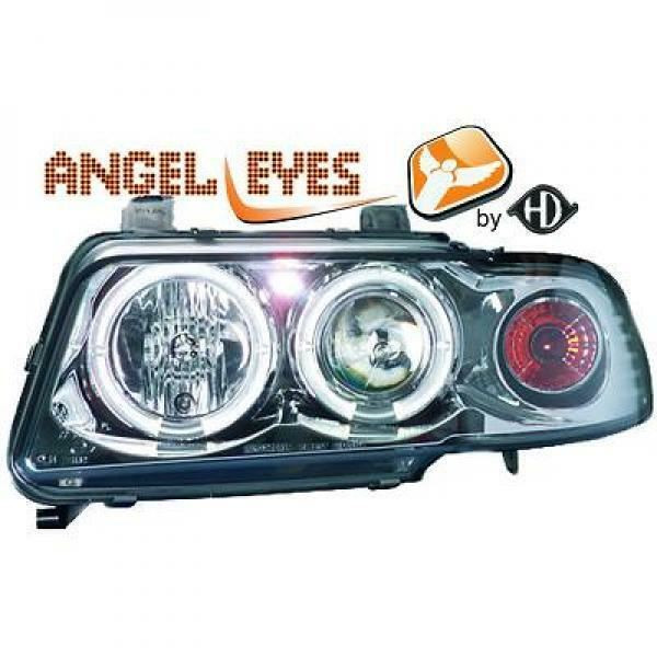 LHD Projector Headlights Pair Angel Eyes Clear Chrome Audi A4 Avant 8D2 94-98