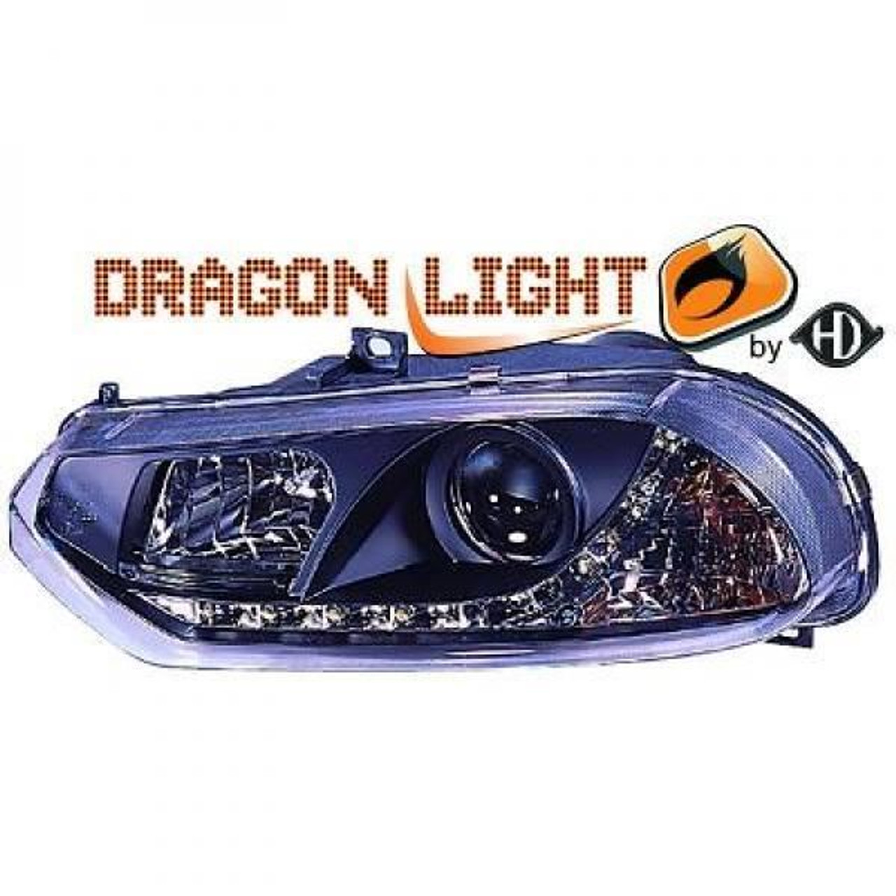 LHD Projector Headlights Pair LED Dragon DRL Lights Clear Black Alfa Romeo 156 97-03