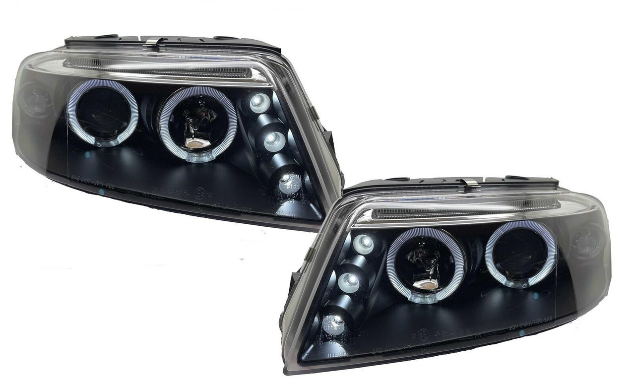 LHD Projector Headlights Pair Angel Eyes Clear Black VW Passat Typ3BG 00-05