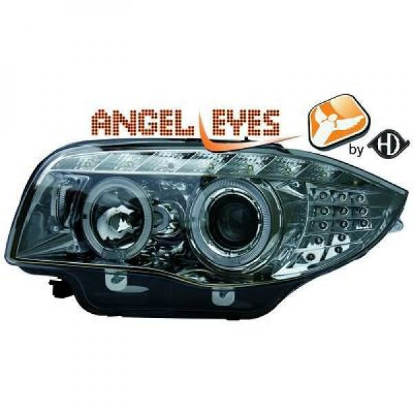 LHD Projector Headlights Pair Angel Eyes Clear Chrome BMW E81 E87 04-11