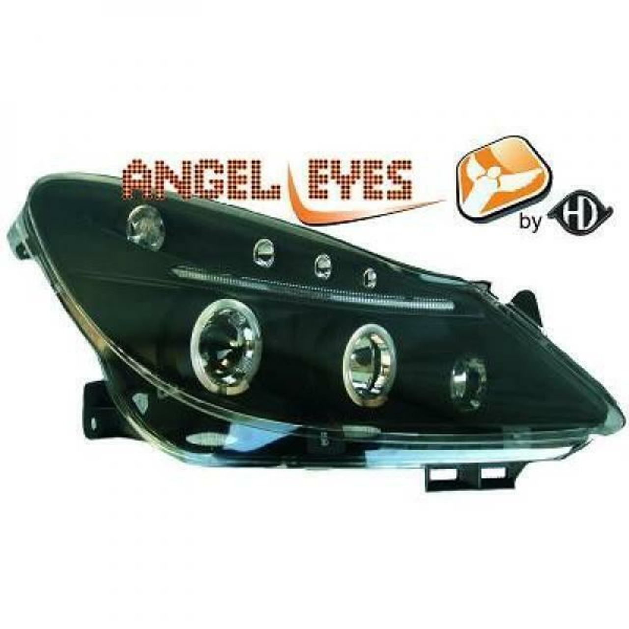 LHD Projector Headlights Pair Angel Eyes Clear Black Vauxhall Corsa D 06-11