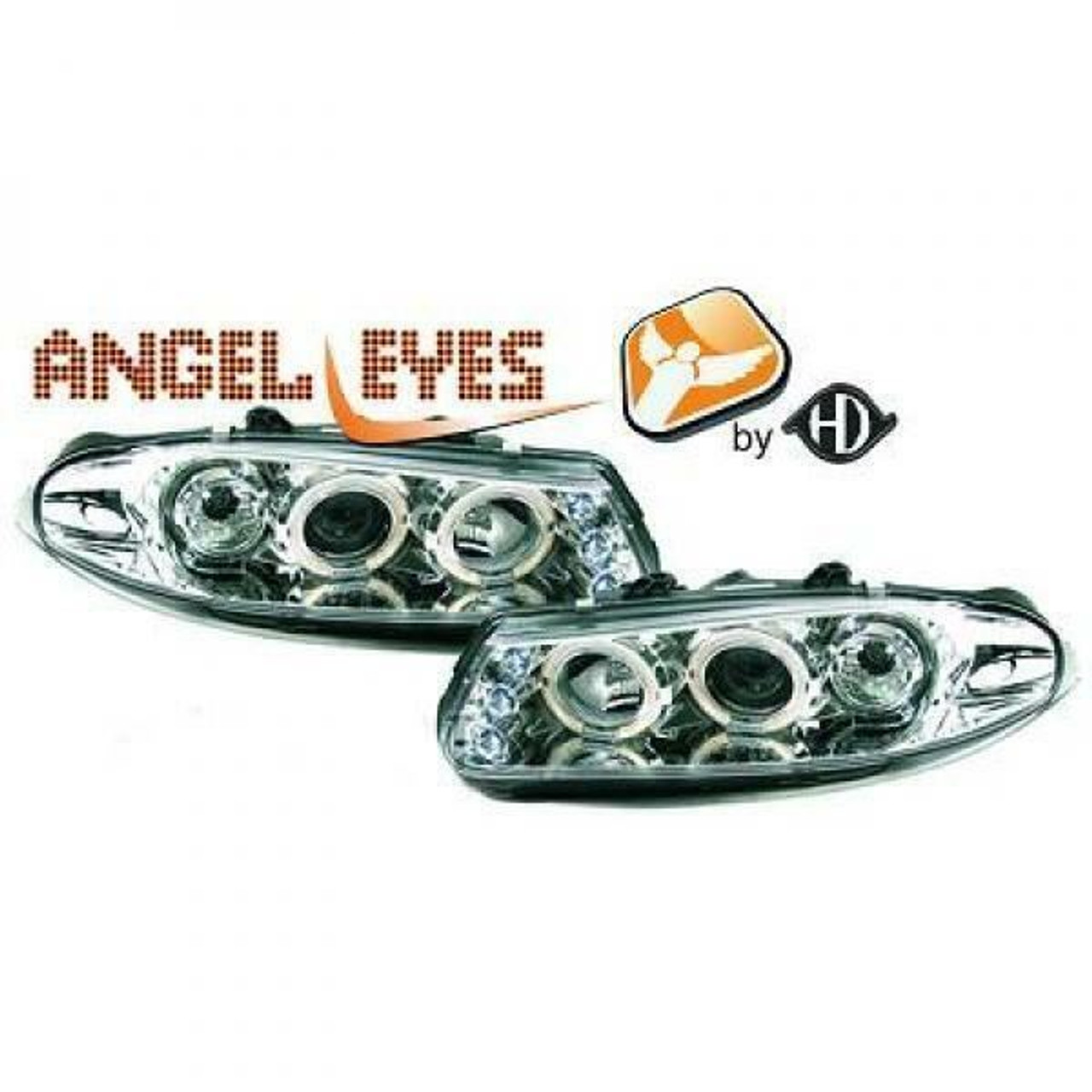 LHD Projector Headlights Pair Angel Eyes Clear Chrome H1 Rover 200 Serie 95-00