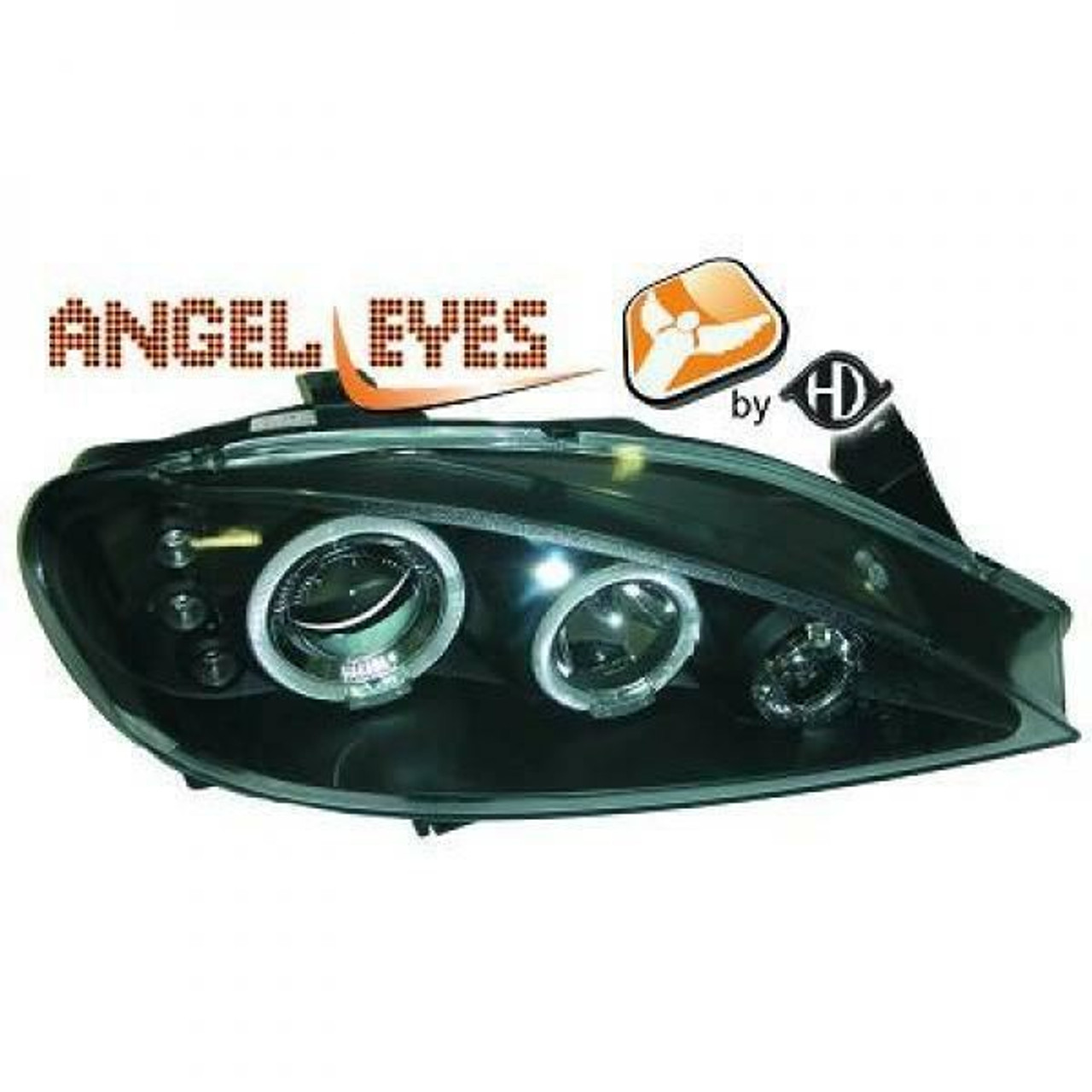 LHD Projector Headlights Pair Angel Eyes Clear Black Renault Megane 99-02