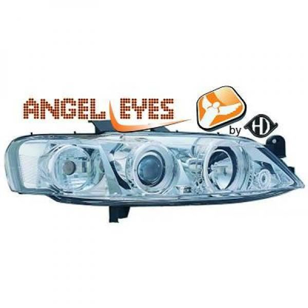 LHD Projector Headlights Pair Angel Eyes Clear Chrome H1 H1 Vauxhall Vectra B 95-98