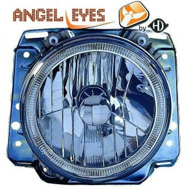 LHD Projector Headlights Pair Angel Eyes Clear Black VW Golf II Typ191 83-91