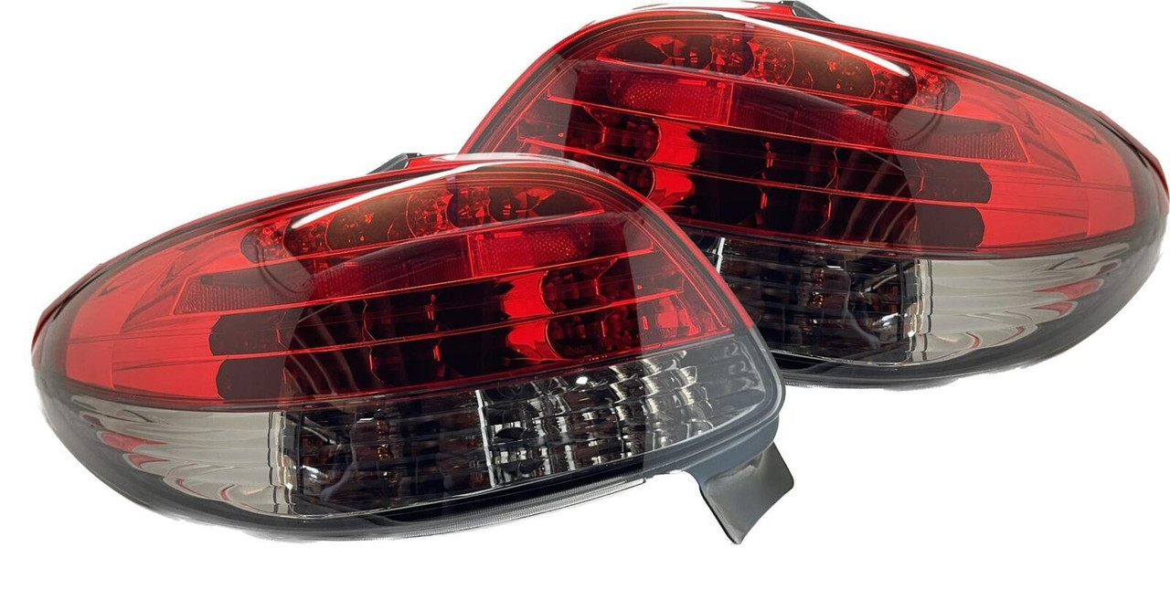 Back Rear Tail Lights Lamps Red-Black Crystal-Look LED Pair For Peugeot 206