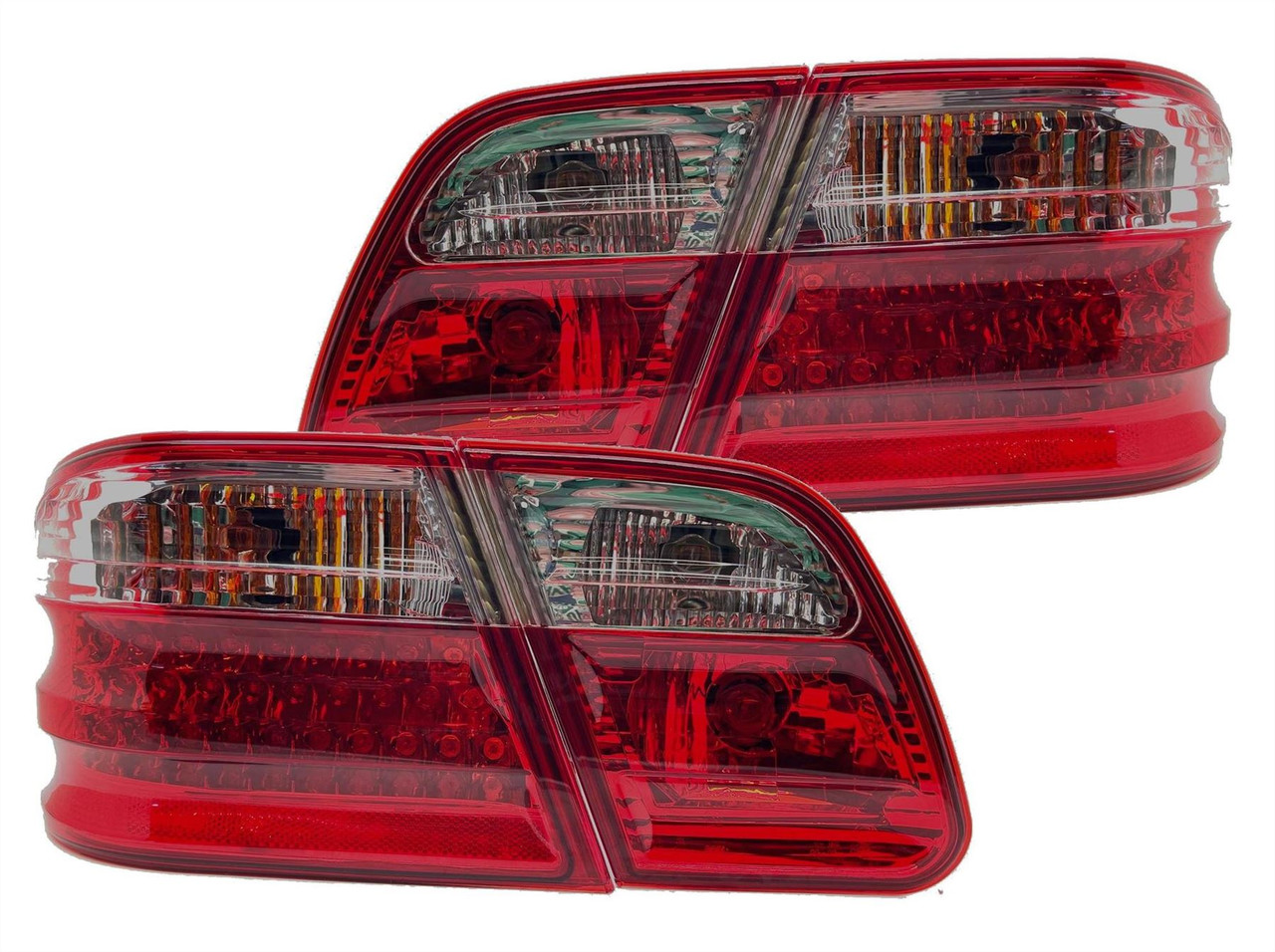 Back Rear Tail Lights Lamps Red-Clear LED Pair For Mercedes W210 95-02