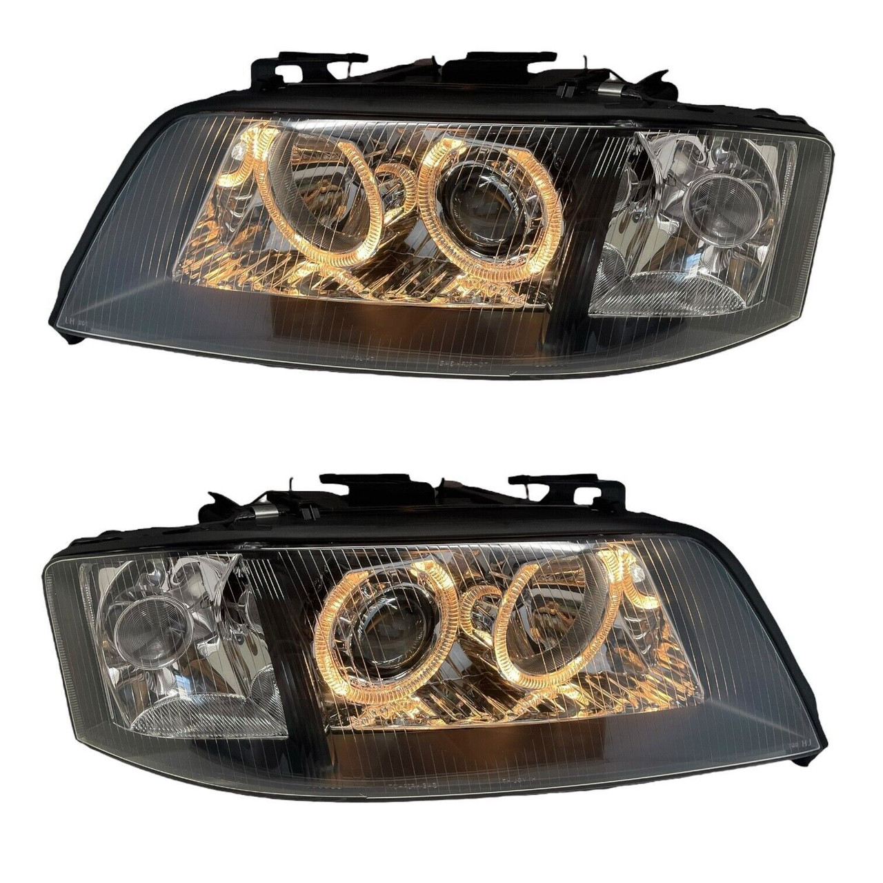 RHD LHD Projector Headlights Pair Angel Eyes Clear Black Audi A6 Typ 4B 97-01