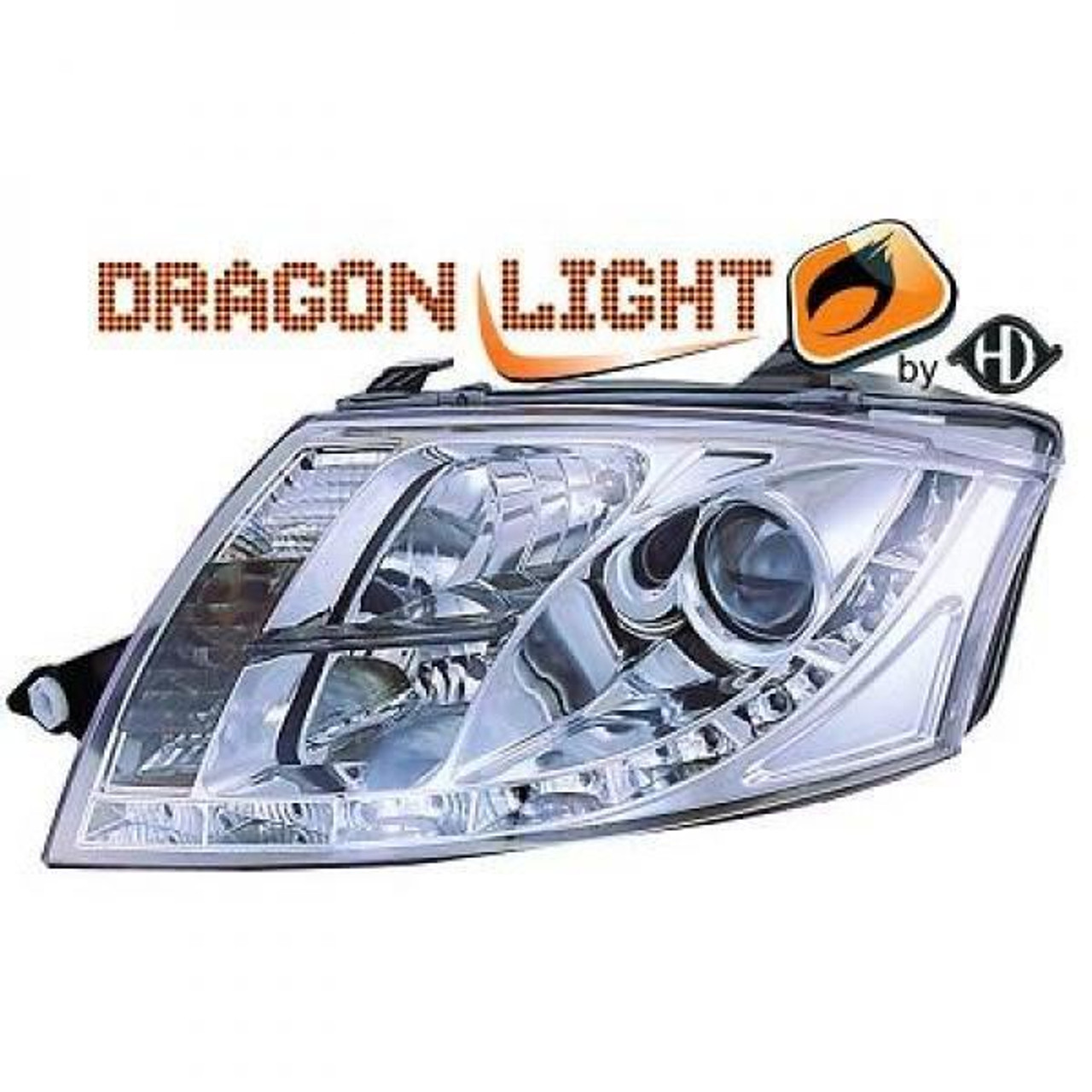 LHD Projector Headlights Pair LED Dragon DRL Lights Clear Chrome H7 H1 Audi TT 98-06