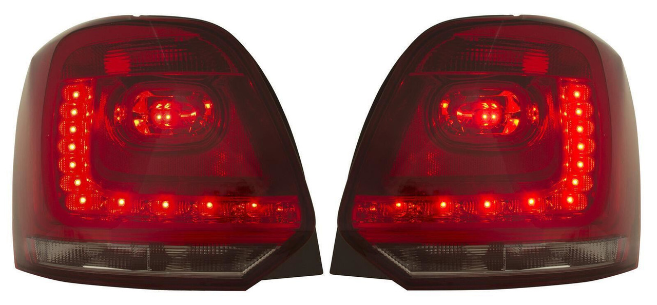 LHD Back Rear Tail Lights Lamps For VW Polo 6R 2009+ LED Dark Red Smoked