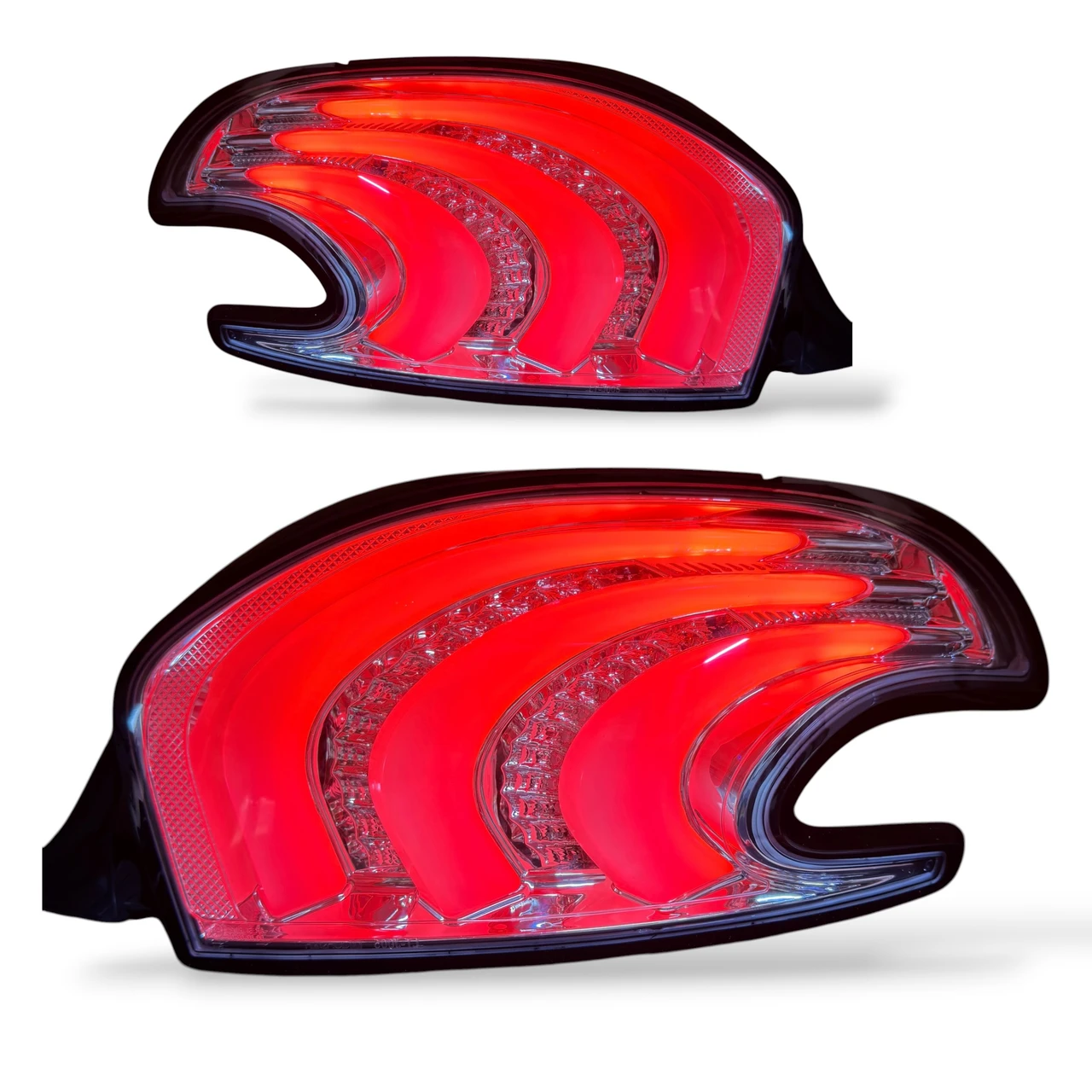 For Peugeot 208 2012-2015 Full LED Rear Tail Lights Pair Clear Chrome Lightbar E-Marked