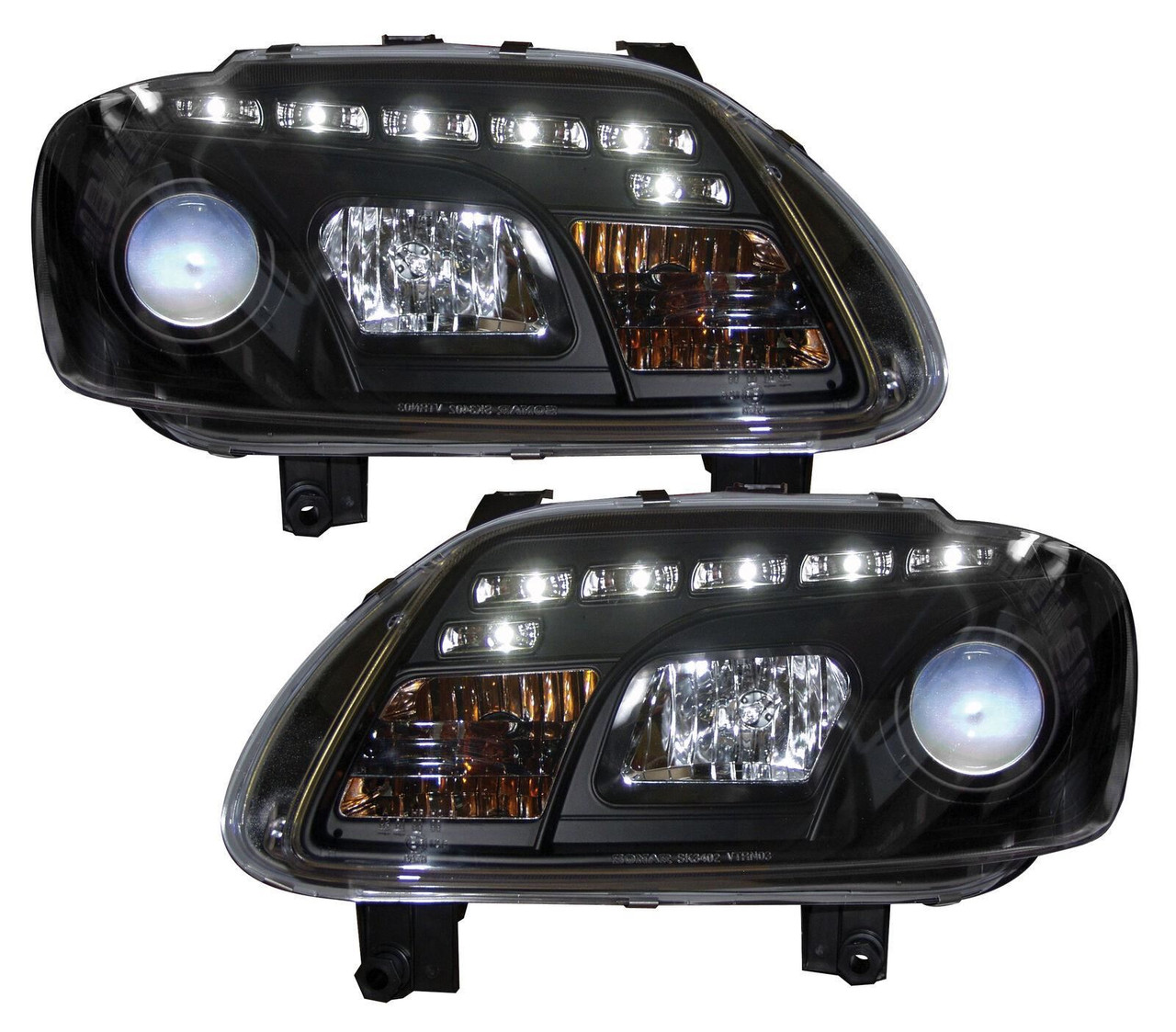 For VW Touran 03-06 And Caddy 2005+ Black DRL Projector Headlights Lamp