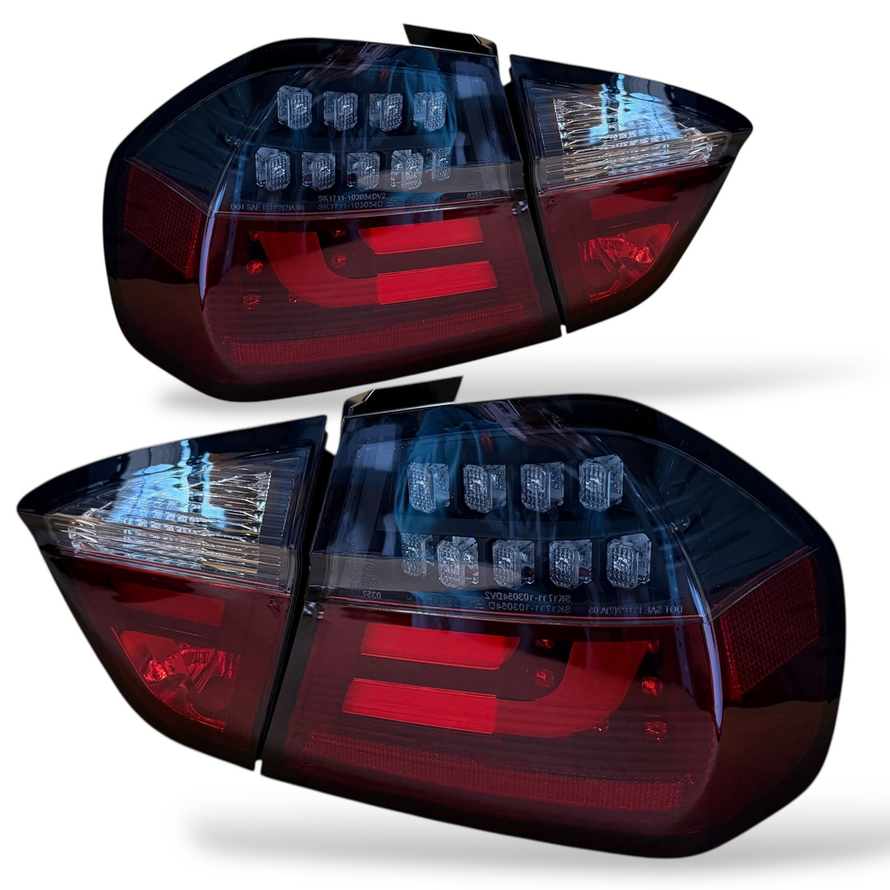 Back Rear Tail Lights Pair Set Clear Red Black BMW E90 Saloon 05-08