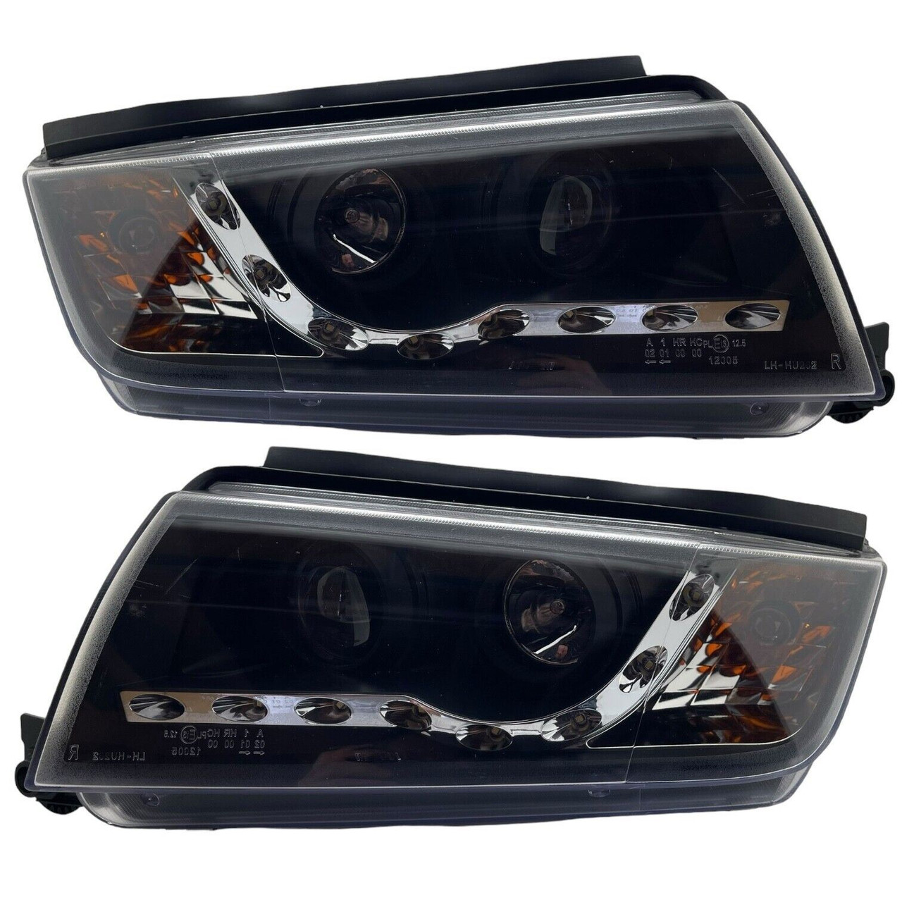 For Skoda Fabia 99-07 Black LED DRL Projector Headlights Lighting Lamp