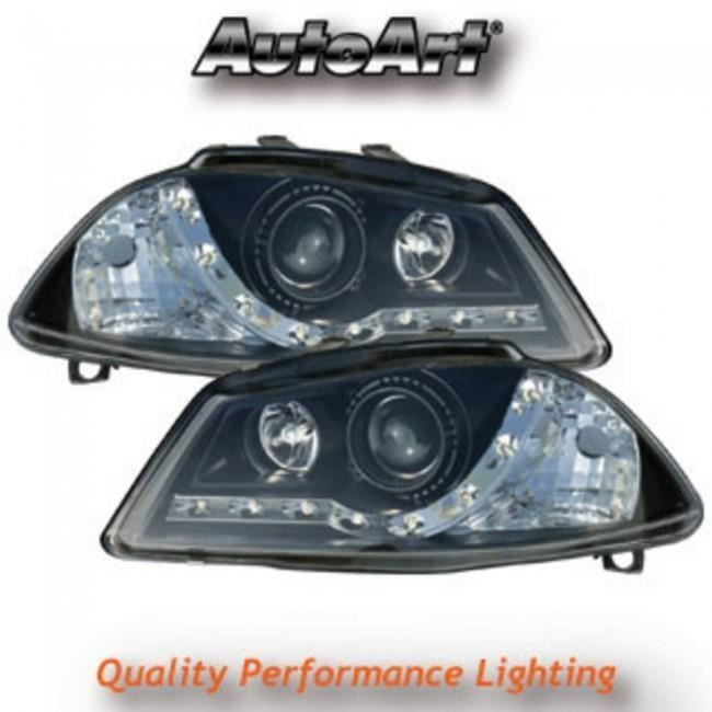 For Seat Ibiza And Cordoba 02-08 Black DRL Projector Headlights Lamp Part