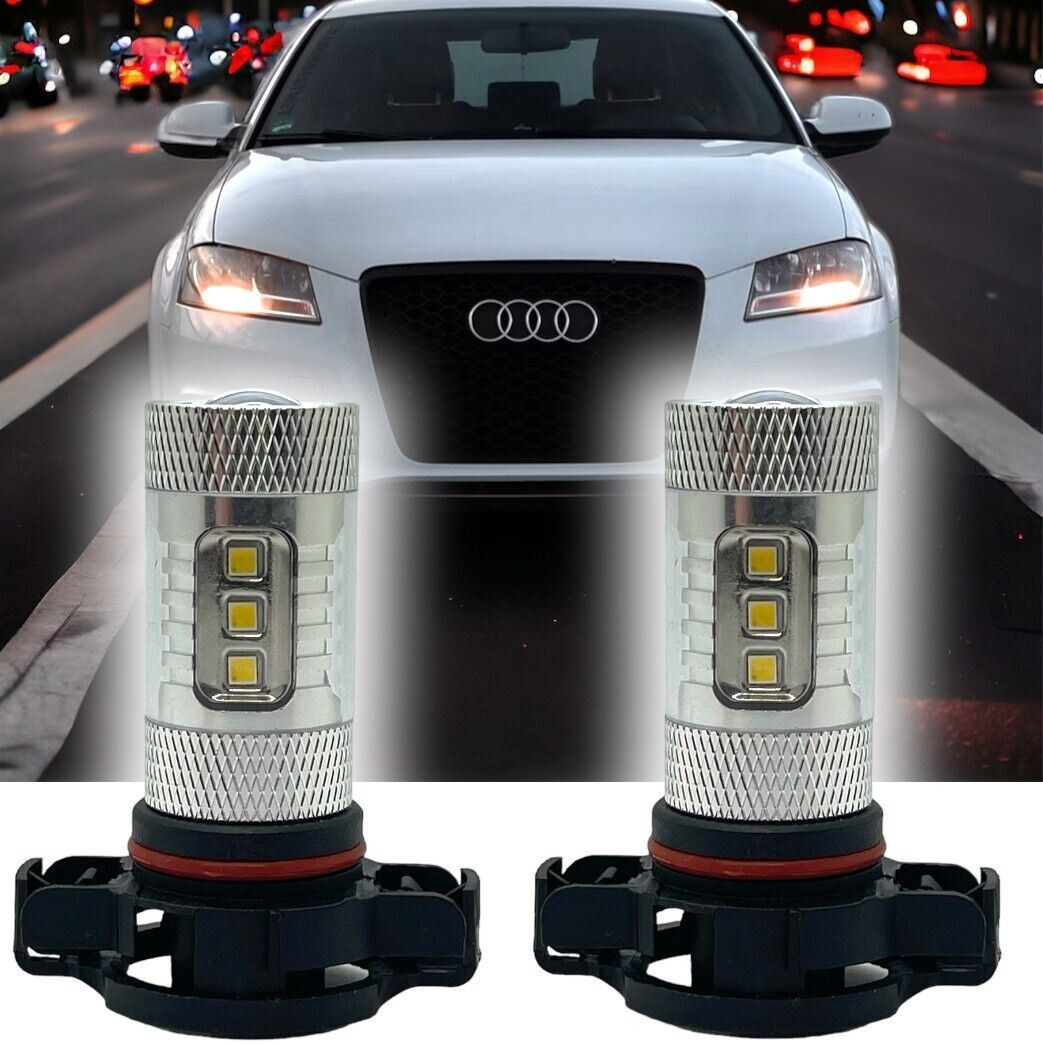 Pair H16 Ps19W Samsung LED Xenon White Bulbs DRL 5052