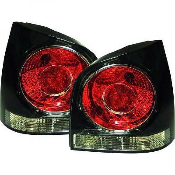 Back Rear Tail Lights pair Black for VW Polo 05-09 9n3