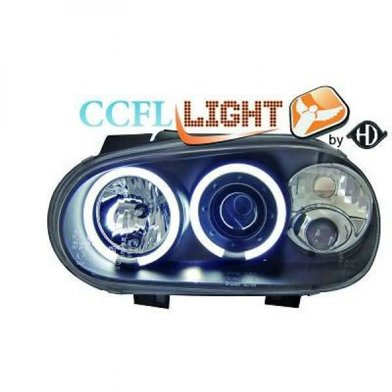 LHD Right Left CCFL Projector Headlights Pair Clear Black For VW Golf IV 97-03