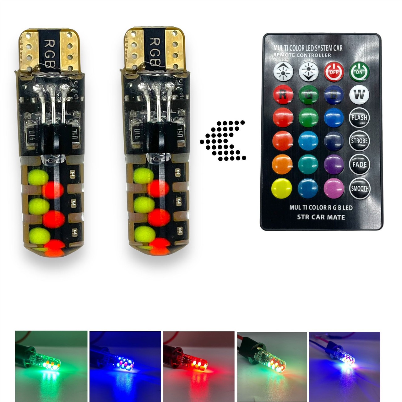 501 W5W T10 194 RGB Colourchange LED Interior Bulbs Remote Control