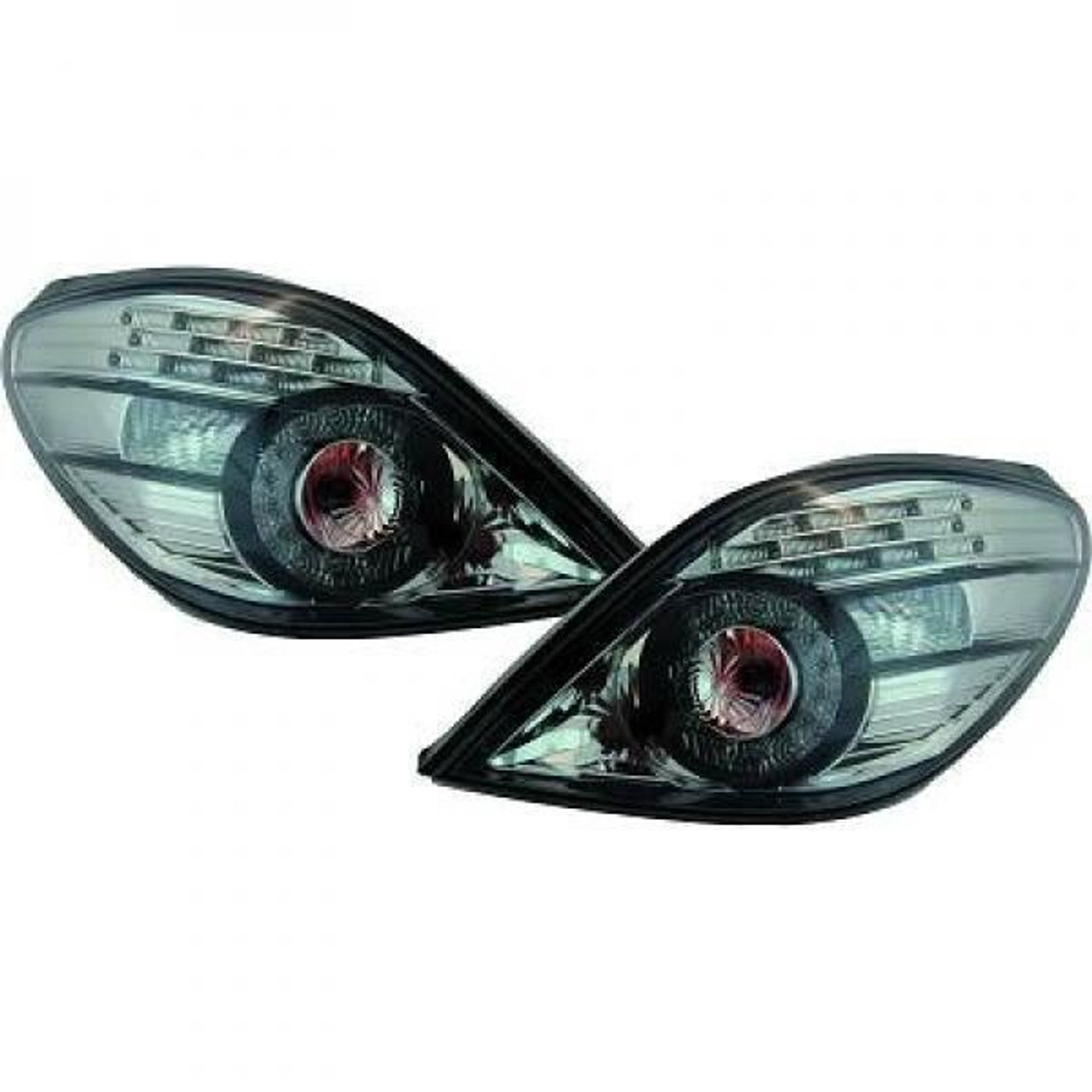 Back Rear Tail Lights Pair Set LED Clear Black Peugeot 207 06-12