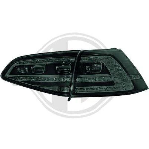 Back Rear Tail Lights Pair Set LED Clear Black VW Golf MK7 12-On