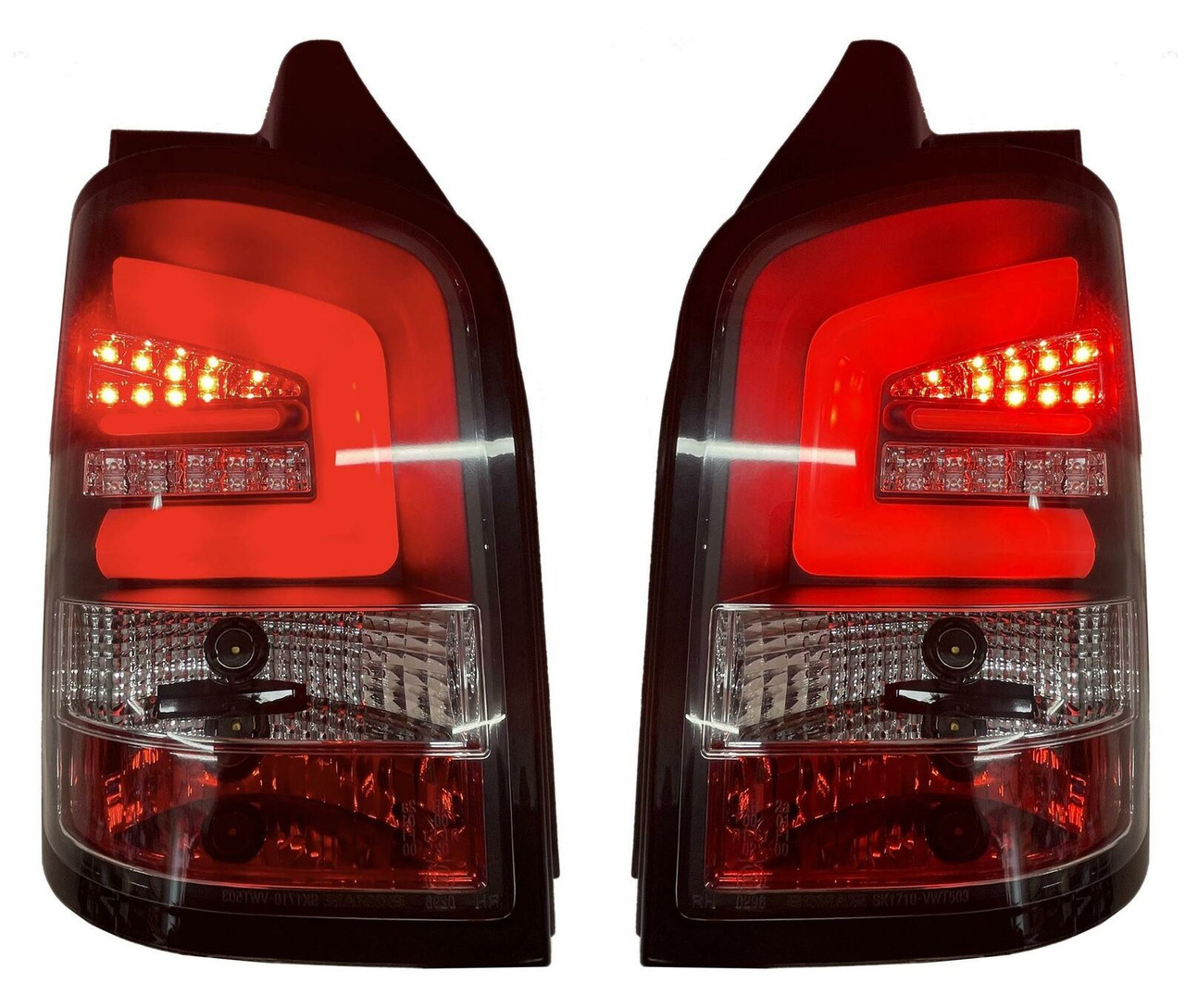 Back Rear Tail Lights Pair Set LED Clear Black VW T5 Multivan 09-15 tailgate