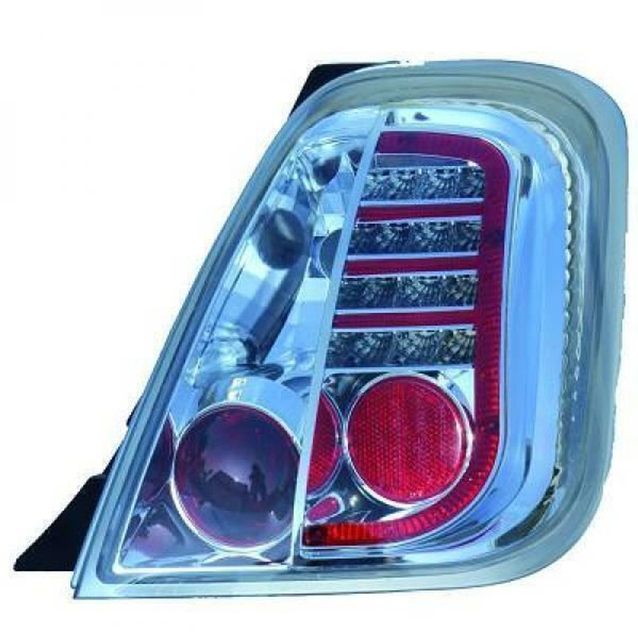 Back Rear Tail Lights Pair Set LED Clear Chrome Fiat 500 Saloon 07-On