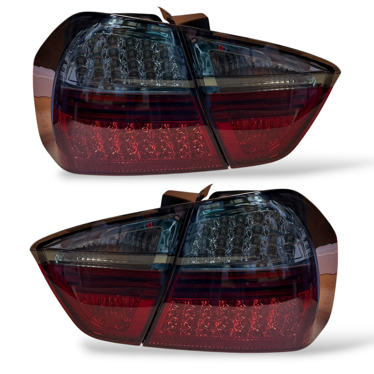 Back Rear Tail Lights Pair Set LED Clear Red Black BMW E90 05-08