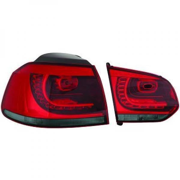 Back Rear Tail Lights Pair Set LED Clear Red Smoke VW Golf VI 08-12